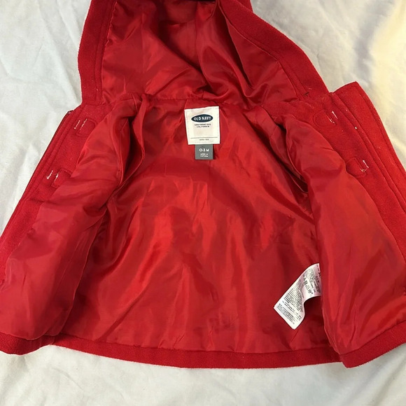 Old Navy - NWOT - red winter pea coat. Size 0-3 months - Picture 4 of 6